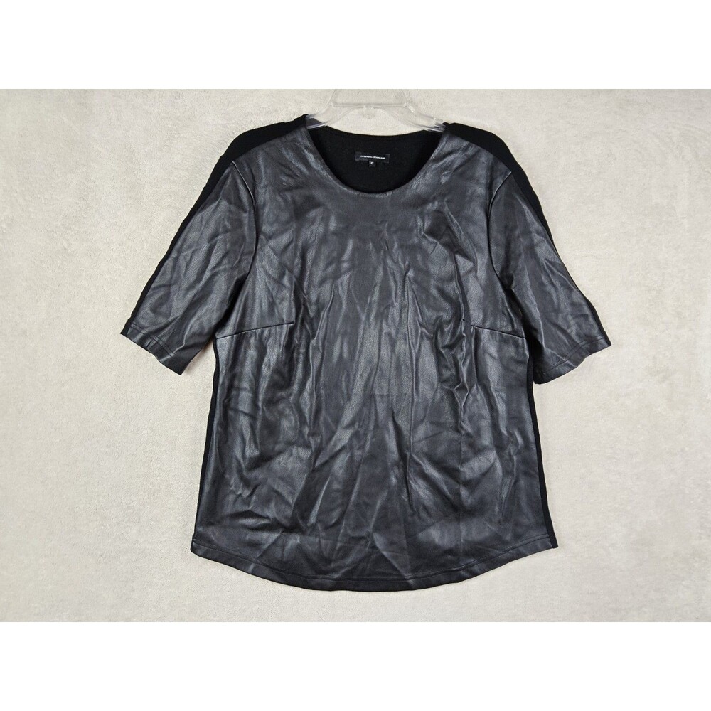Universal Standard Women's Faux Vegan Leather Mixed Media Top Size 10/12 (XS)